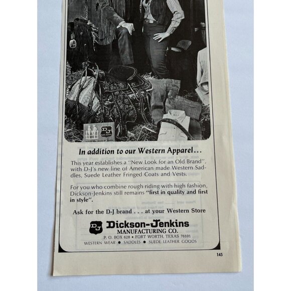 Dickson Jenkins Vintage Print Ad 1970s Western Apparel Saddles Leather Goods - Picture 5 of 6